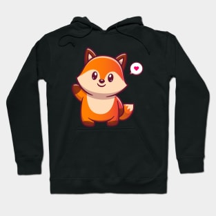 Cute Fox Waving Hand Cartoon Hoodie